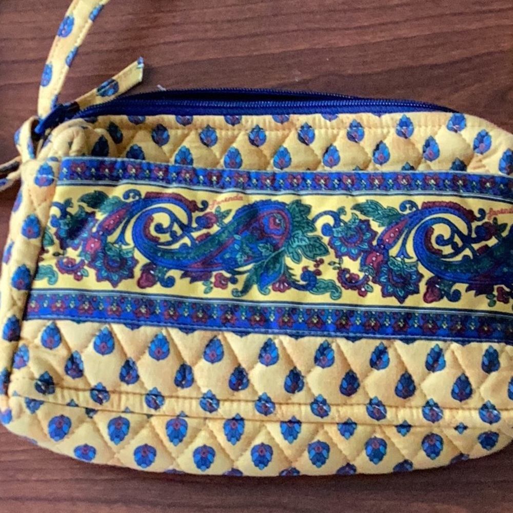Larenda Blue and Yellow Quilted Wristlet
